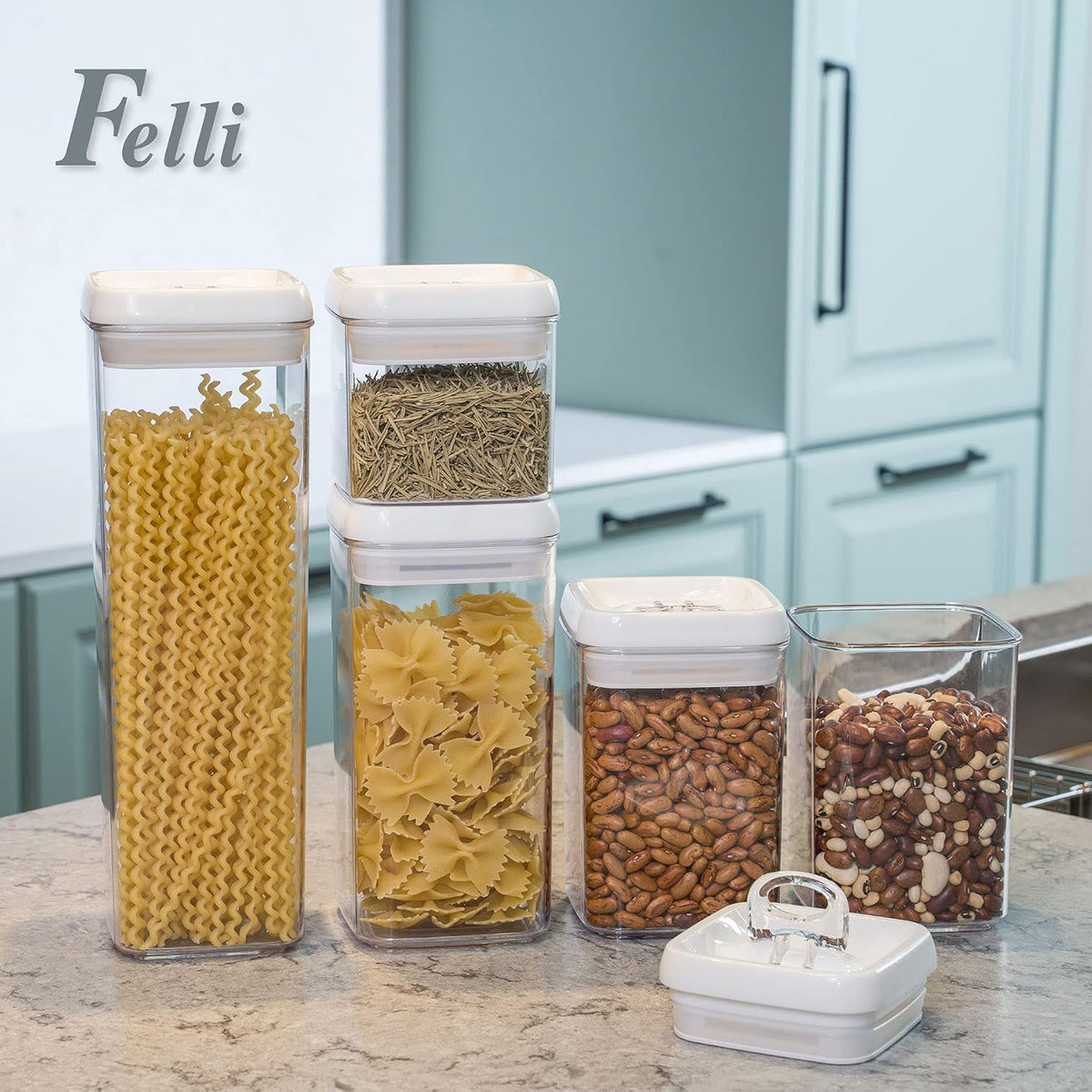 Felli Flip Tite Storage Container with Lid 4" Airtight (Variety 5 Pack)