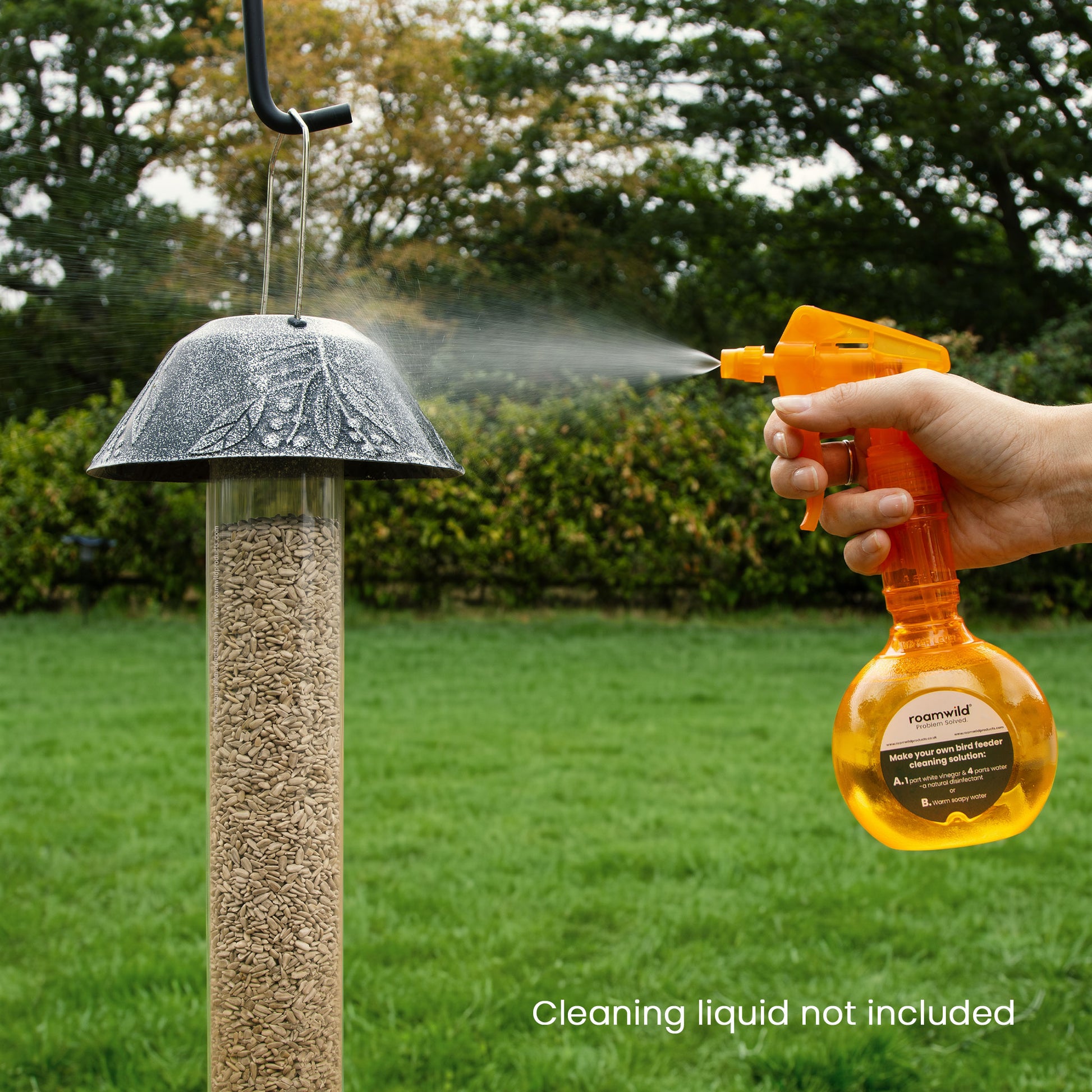 Roamwild bird feeder cleaning spray bottle with adjustable trigger spray head
