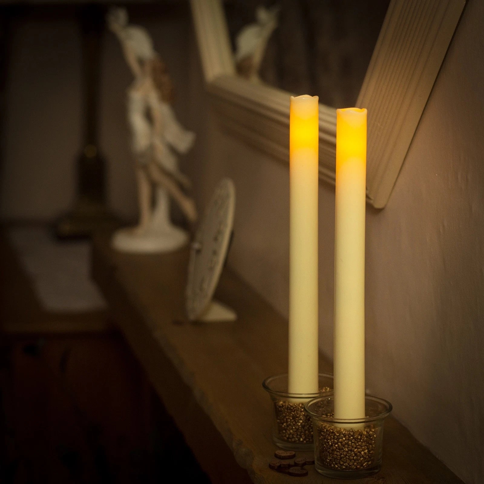 Christmas Taper Candles Battery Operated Flameless Scented With Real Wick and Wax