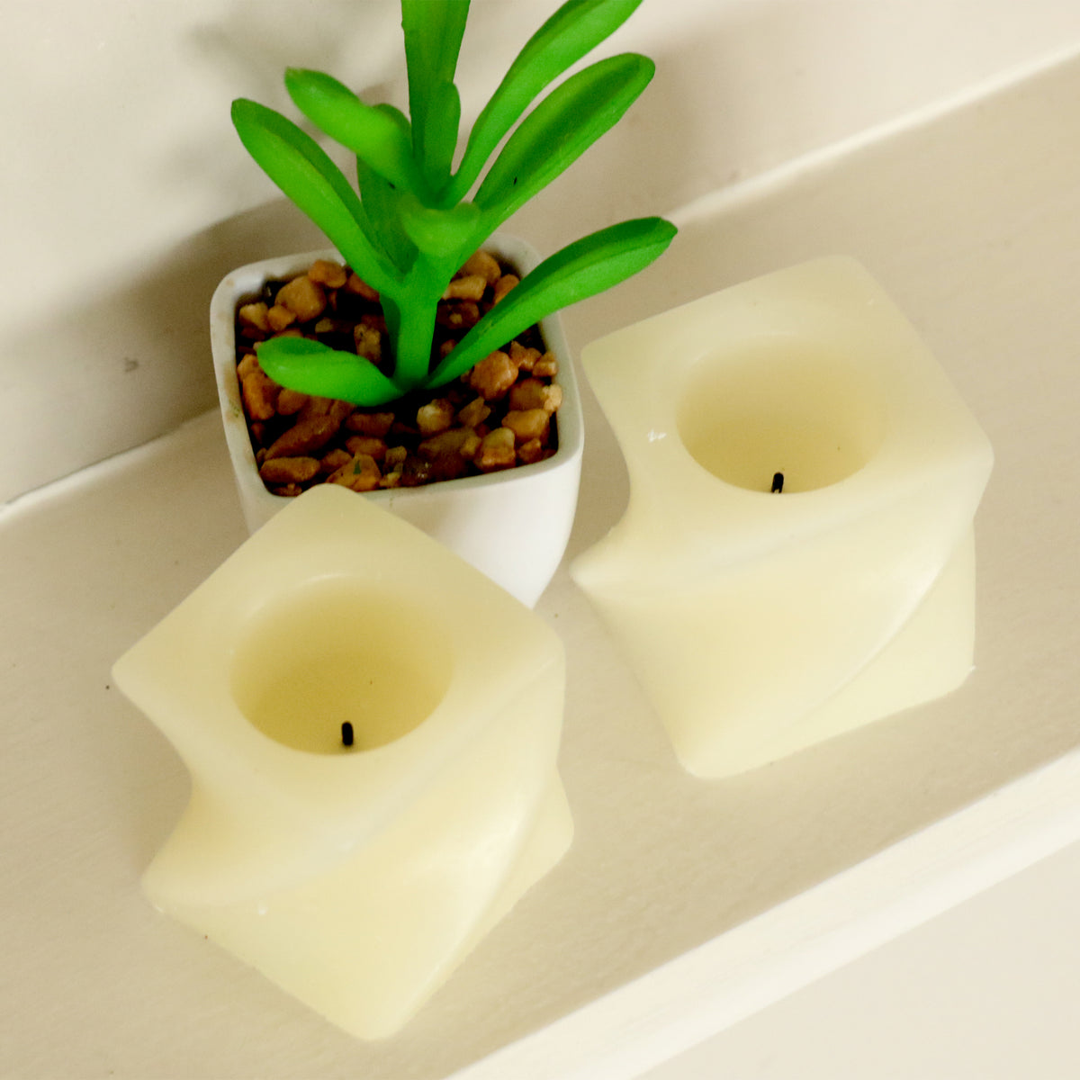 Mini Batterijkaars Crème 2 Pack 'Twist' 